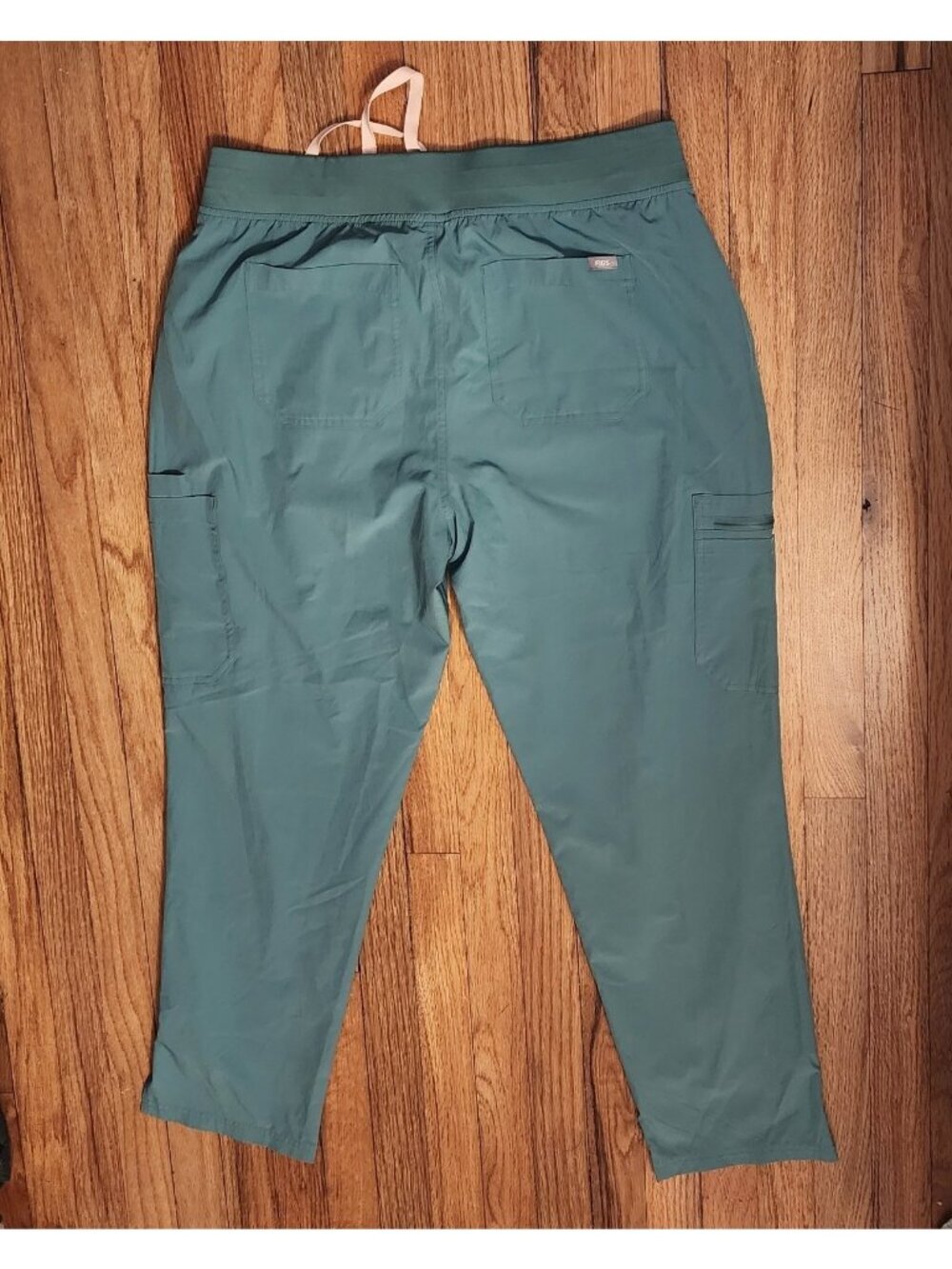 Figs High Waisted Yola Fionlite Scrub Pants Green XL Cargo Pockets zip string - Picture 7 of 9